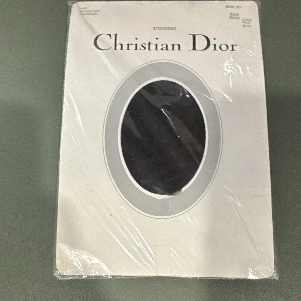 Christian Dior Ultra Sheer Black Sandalfoot Stockings Sandal Toe 2 Pair Pack